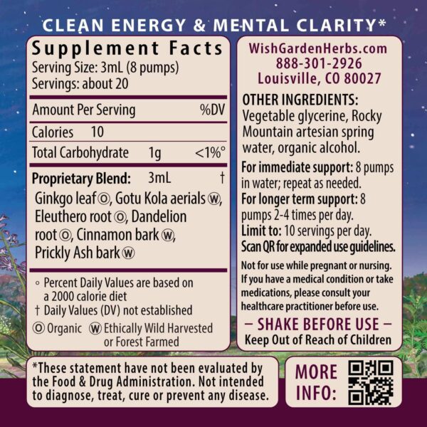 Frasco WishGarden Genius Juice para energía y enfoque mental