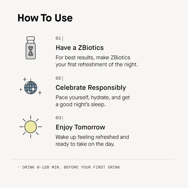 Botellas ZBiotics pre-alcohol probiótico para mejores mañanas
