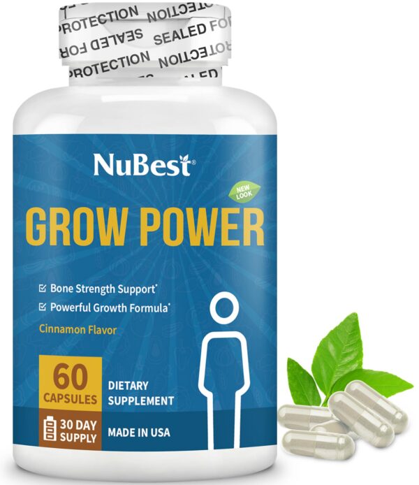 Frasco NuBest Grow Power suplemento calcio y magnesio 60 cápsulas