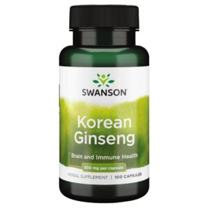 Frasco de Swanson ginseng coreano 500 mg 100 cápsulas para salud