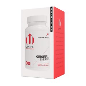 Frasco de pastillas de cafeína UPTIME 90 tabletas energéticas