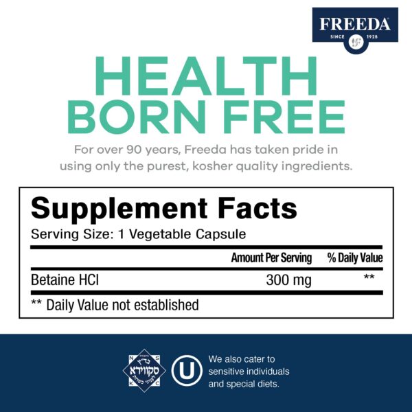 Detalle de ingredientes Freeda Betaína HCl