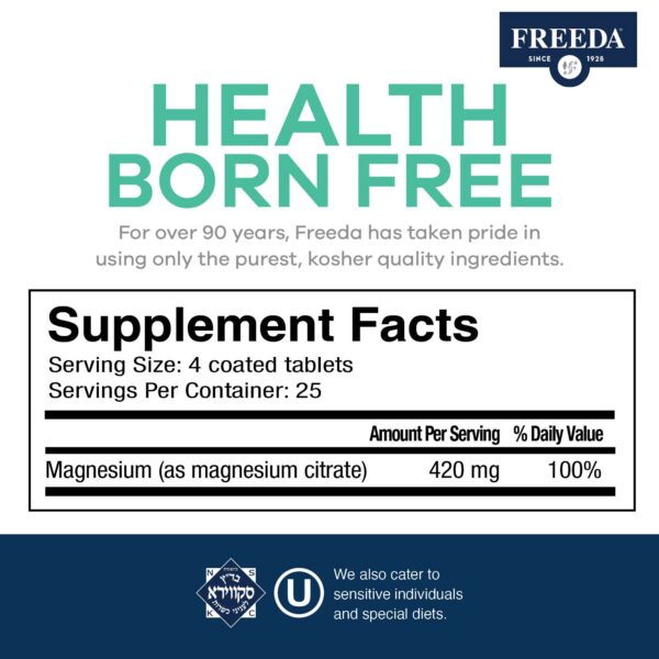 Frasco Freeda Magnesio Citrato 400 mg 250 comprimidos