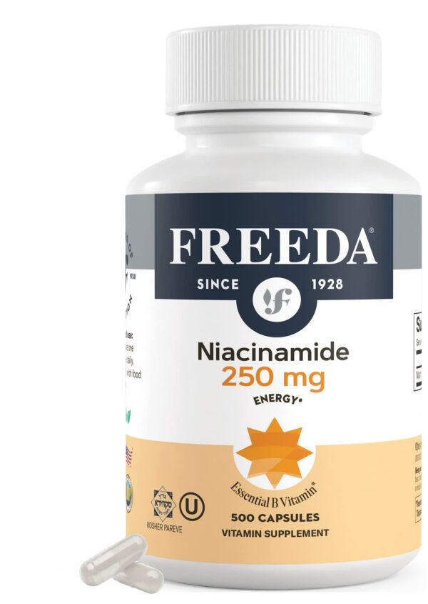 Freeda Niacinamida vitamina B3 250 mg paquete de 500 cápsulas