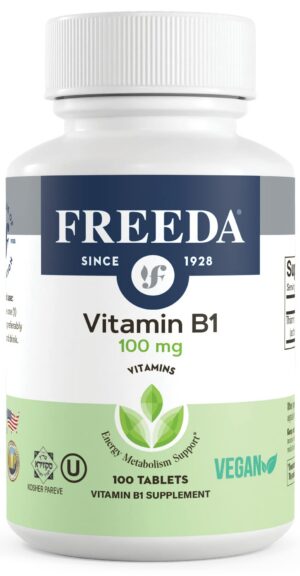 Botella de Freeda Vitamina B1 100 mg para metabolismo energético