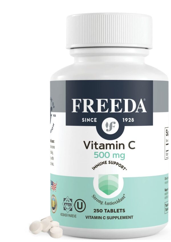 Freeda vitamina c vegana 500mg apoyo inmunológico botella frontal