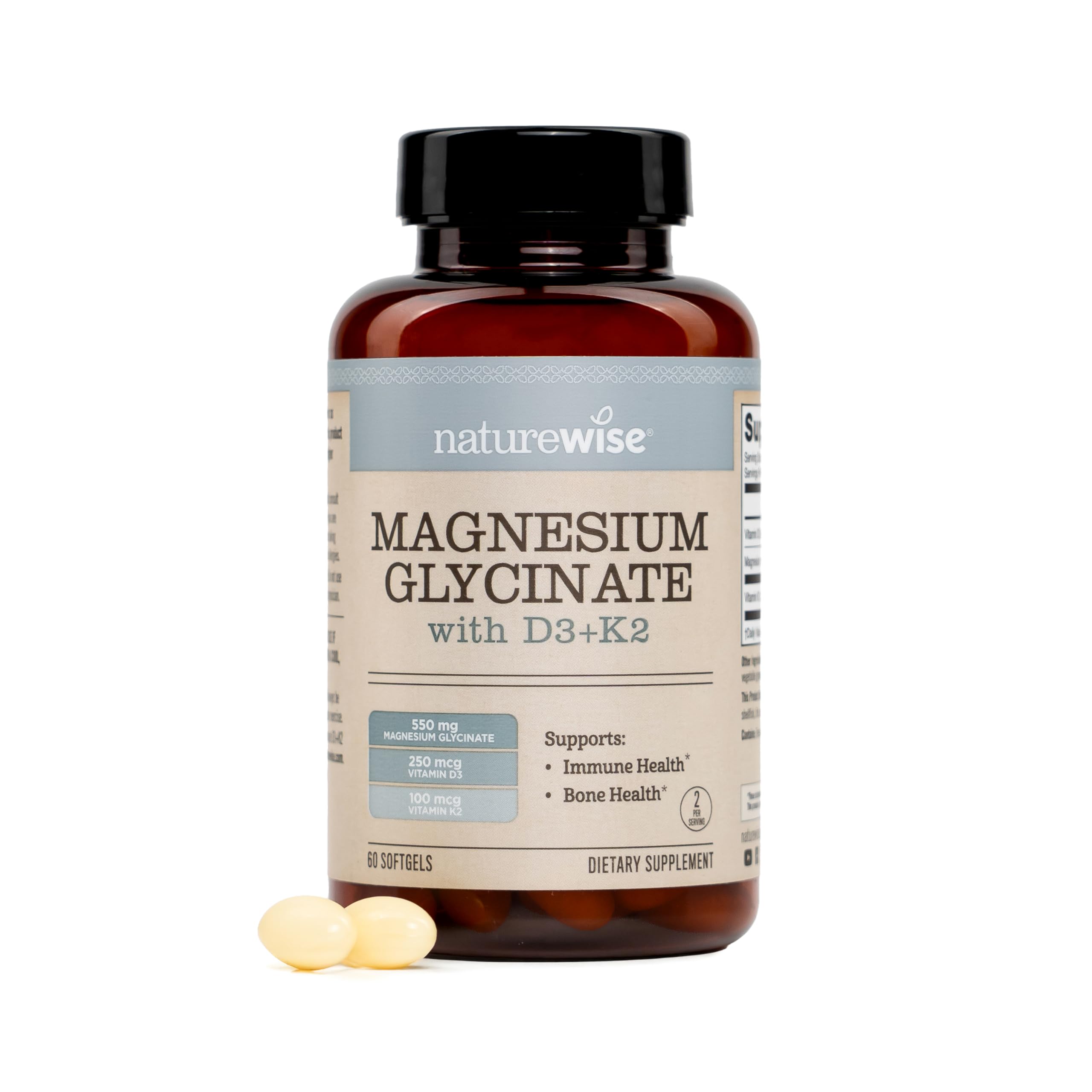 Magnesium Glycinate, 550 mg + D3 K2, 100 mcg