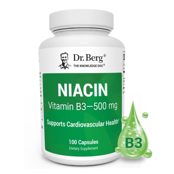 Frente de la botella Dr. Berg Niacina 125 mg