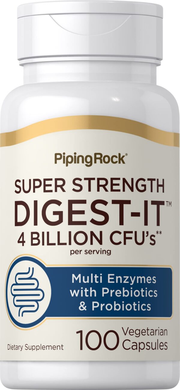 Frente de la botella Piping Rock Digestive Enzymes