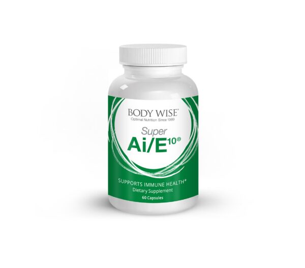 Frente de la botella de Super Ai/E10 con 60 cápsulas