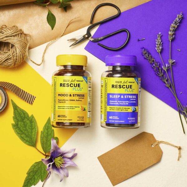 Version 1.0.0 Frente caja gomitas Bach Rescue Plus apoyo estrés