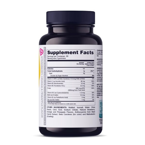 Frente de caja gomitas LIVS multivitaminas sin azúcar