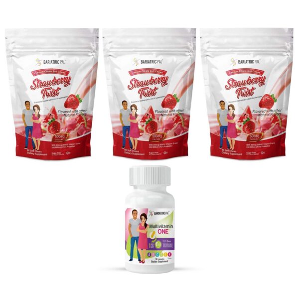 Version 1.0.0 Frente de la caja del Paquete BariatricPal 90 días sabor fresa