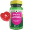 Frente de la caja Spring Valley Folato 400 cápsulas
