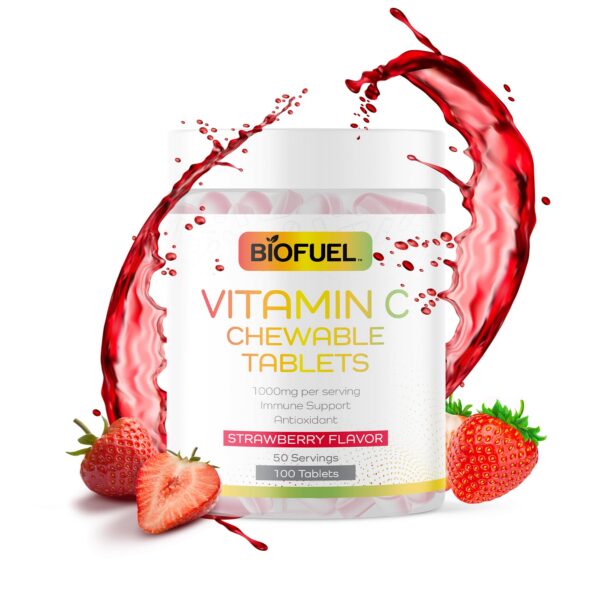 frente empaque Biofuel tabletas masticables vitamina c extra fuerte