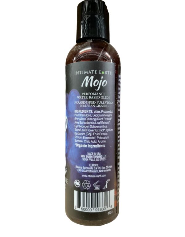 Frente del empaque Mojo Ginseng Peruano agua 4oz