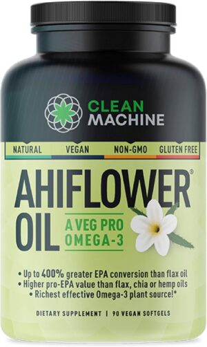 Frente del envase Ahiflower omega vegano