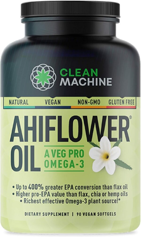 Frente del envase Ahiflower omega vegano