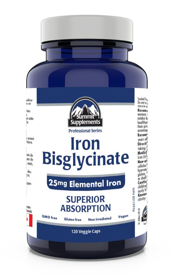 Frente del envase de hierro bisglicinato embarazo