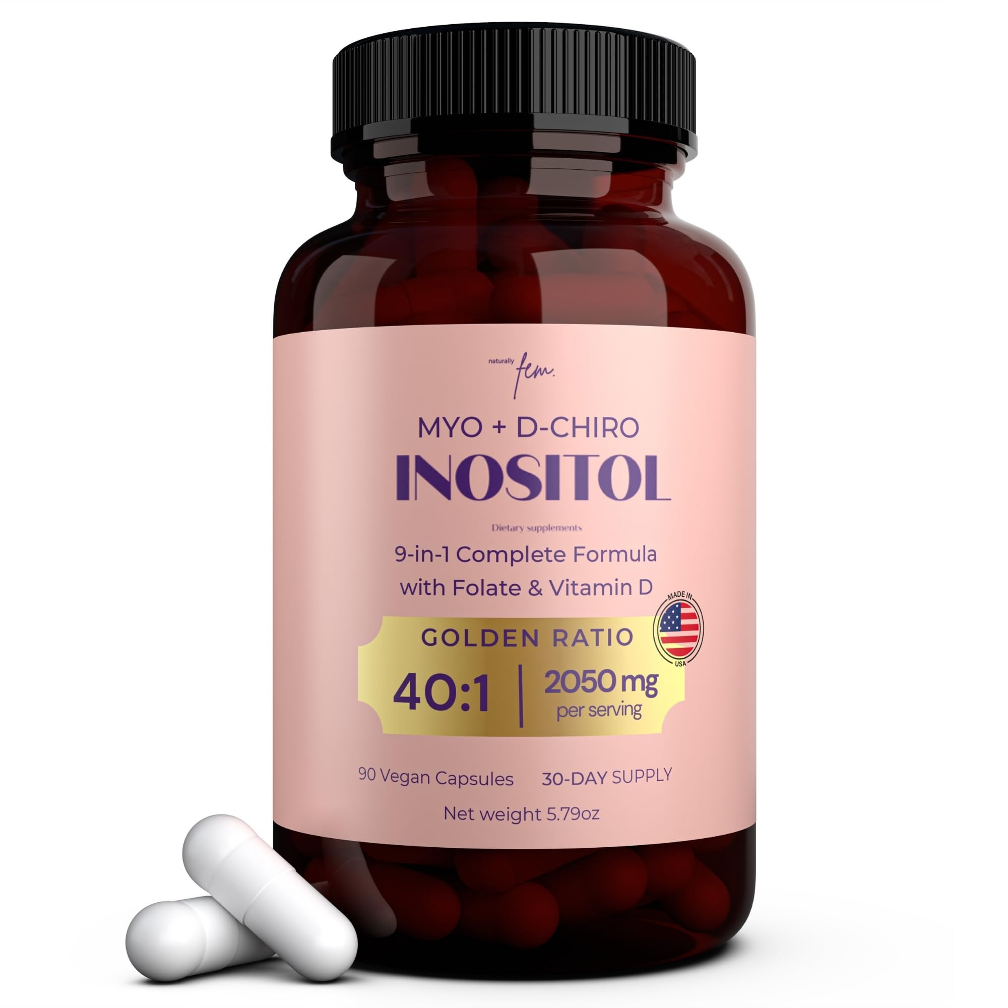 Qsta QSTA Myo-Inositol y D-Chiro Inositol 90 caps 40:1 folato B6
