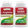 Frente del frasco Best Naturals L-Arginina 1000 mg y GABA