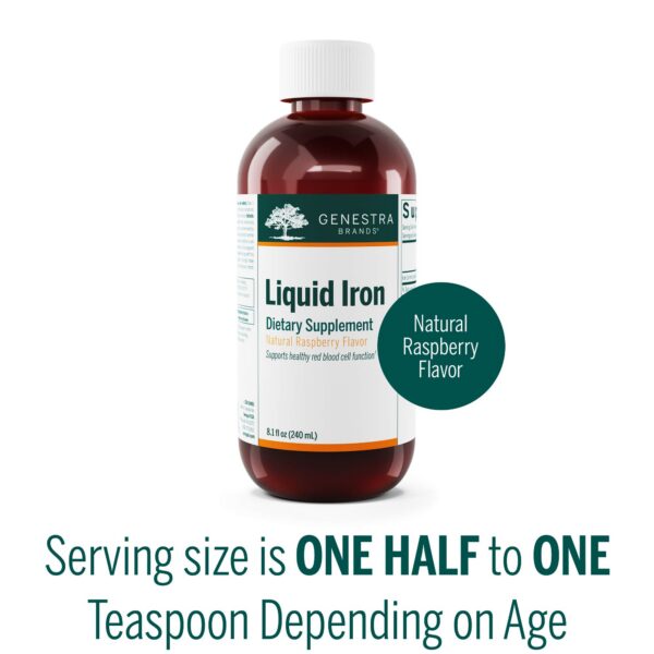 Frente del frasco de hierro líquido Genestra