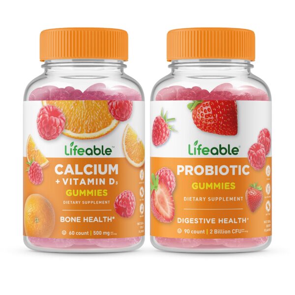 Version 1.0.0 Frente del frasco Lifeable Calcium Vitamina D Probiotico