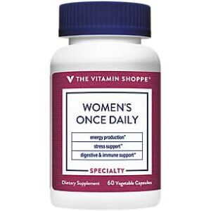 Frente del frasco del multivitamínico diario para mujeres