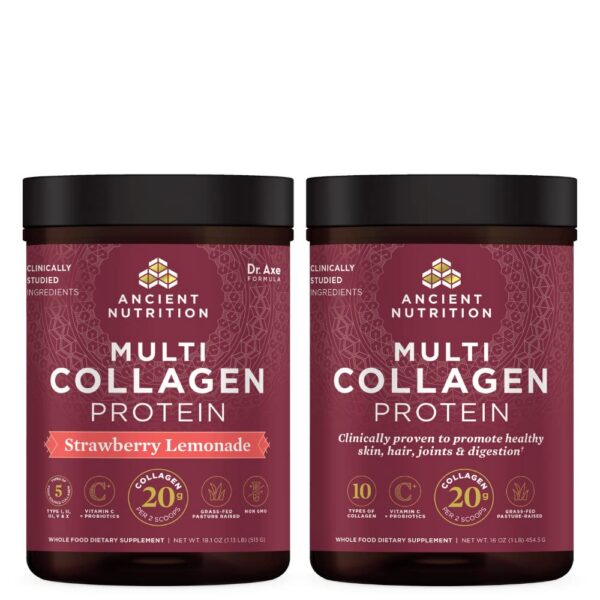 Frente de frasco Proteína Multi Collagen con sabor Fresa Limón