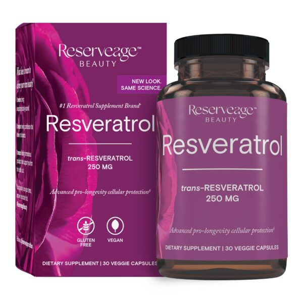 Frente de frasco Reserveage Beauty Resveratrol 250 mg