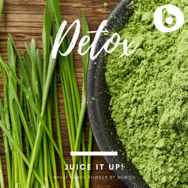 frente del producto polvo de hierba de trigo orgánico