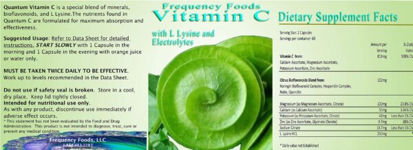 Etiqueta Frequency Foods vitamina C cápsulas