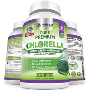 Fresh Healthcare chlorella suplemento cápsulas veganas 1200mg