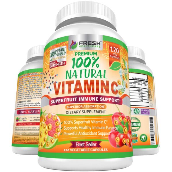 Fresh Healthcare vitamina c natural 500mg con superfrutas frasco frontal