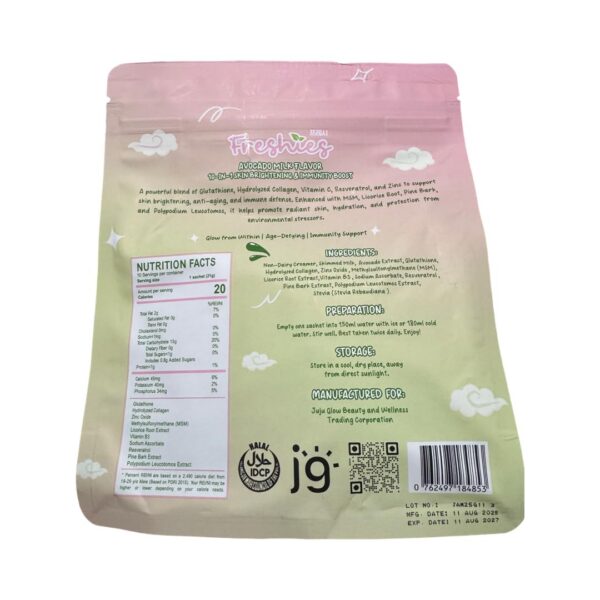 Version 1.0.0 Etiqueta del Freshies Avocado Milk Collagen Drink