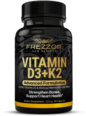 FREZZOR Vitamina D3 y K2 2000IU apoyo salud cardiovascular