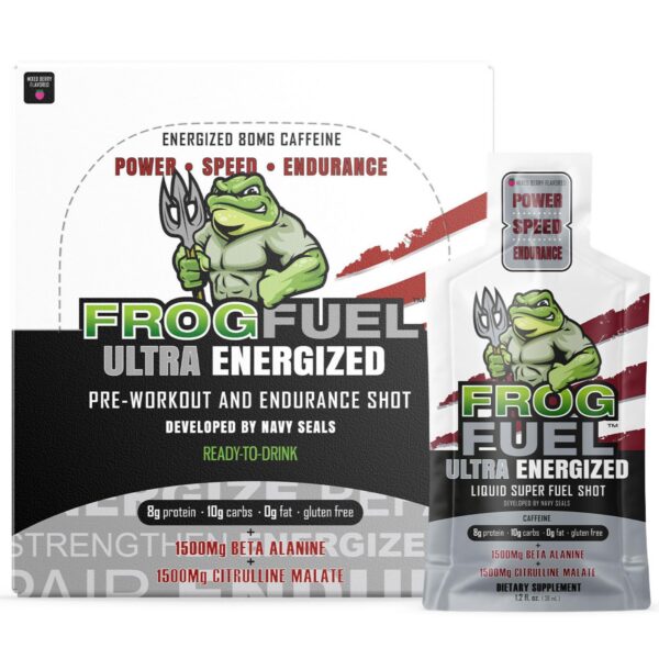 Version 1.0.0 Frog Fuel pre entrenamiento en paquetes sabor berry
