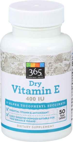 Frasco frontal de 365 by Whole Foods Market vitamina E 400 UI