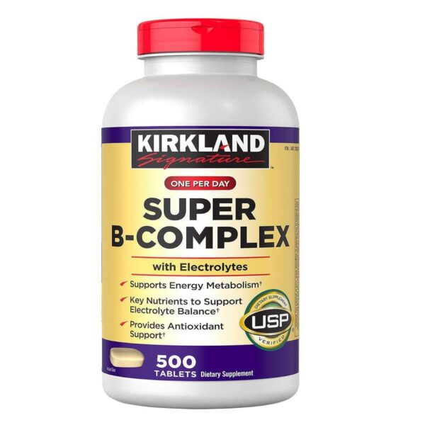 Frasco de Kirkland Signature Super B-Complex con electrolitos