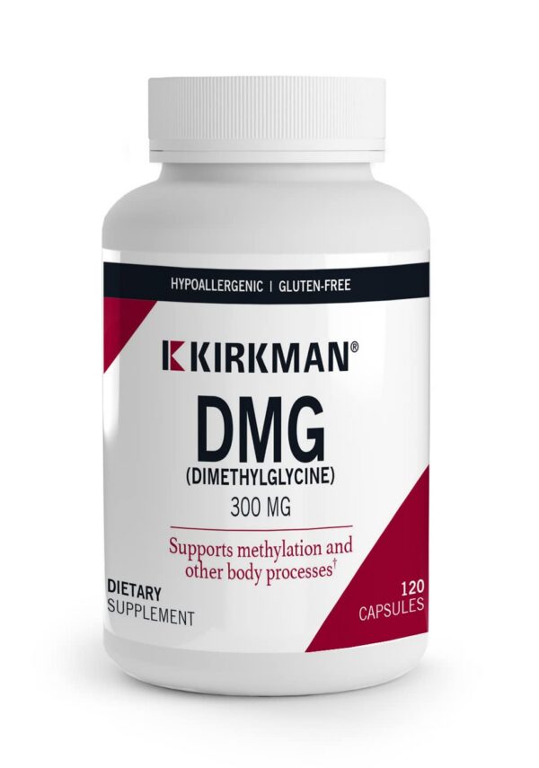 Frente del envase Kirkman DMG 300 mg 120 cápsulas