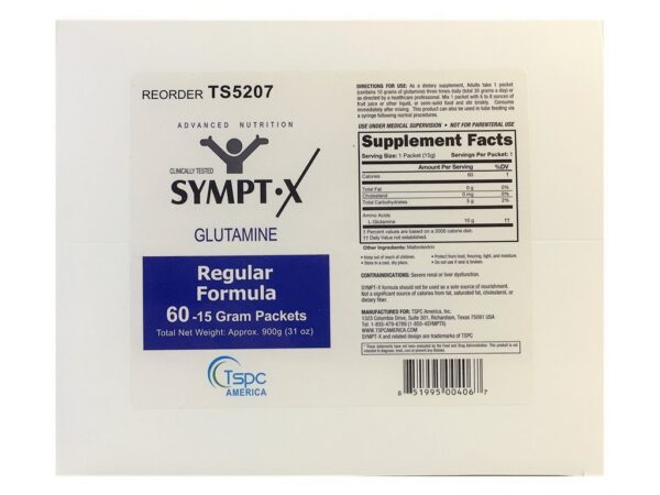 Frente del empaque Sympt-X Levo-glutamina 60 cápsulas