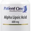 Frontal de la botella de ácido alfa-lipoico 600 mg