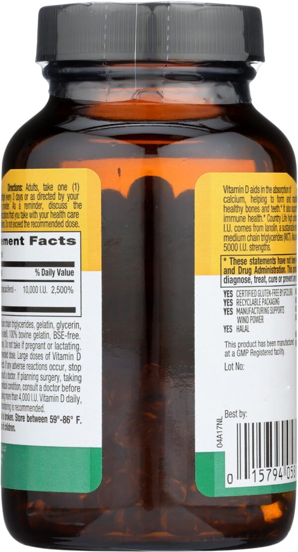 Version 1.0.0 Frontal botella Country Life Vitamina D3 alta potencia