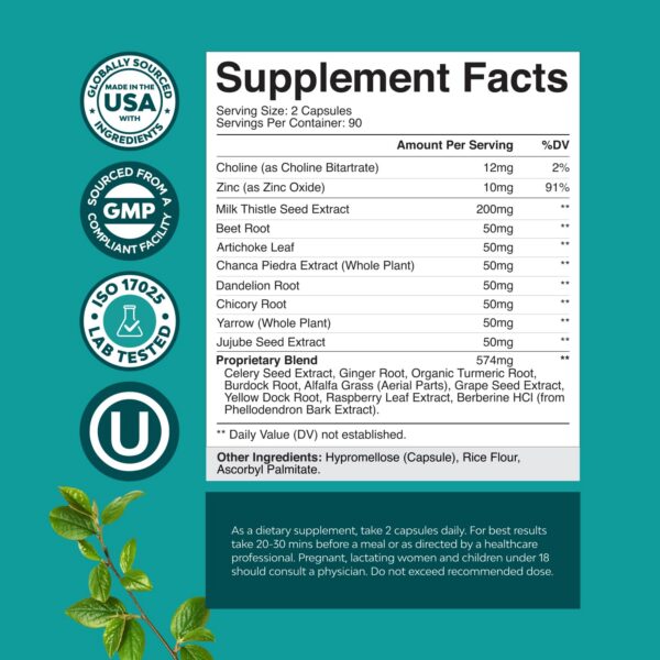 Suplemento Natures Craft para salud del hígado con cardo mariano