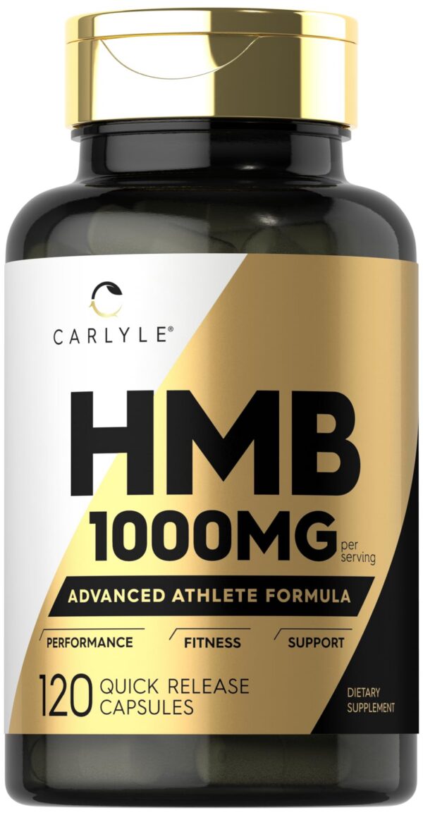 Frontal botella suplemento HMB Carlyle 120 cápsulas