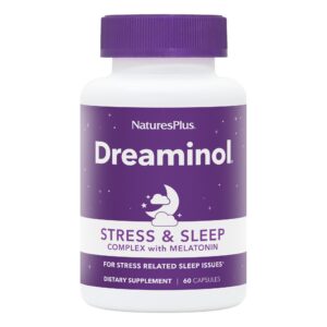 Frontal caja Natures Plus DREAMINOL complejo sueño y estrés con melatonina