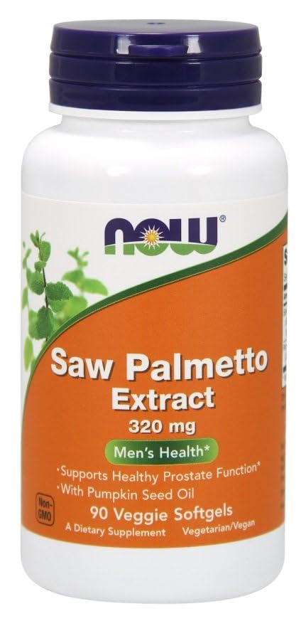 Frontal caja Now Foods Saw Palmetto 320mg 90 softgels