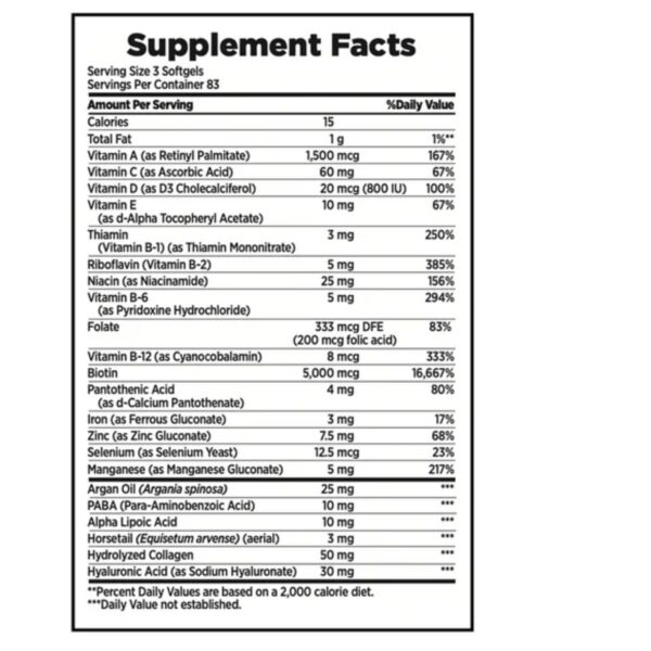 Frontal caja suplemento biotina y colágeno para cabello y uñas