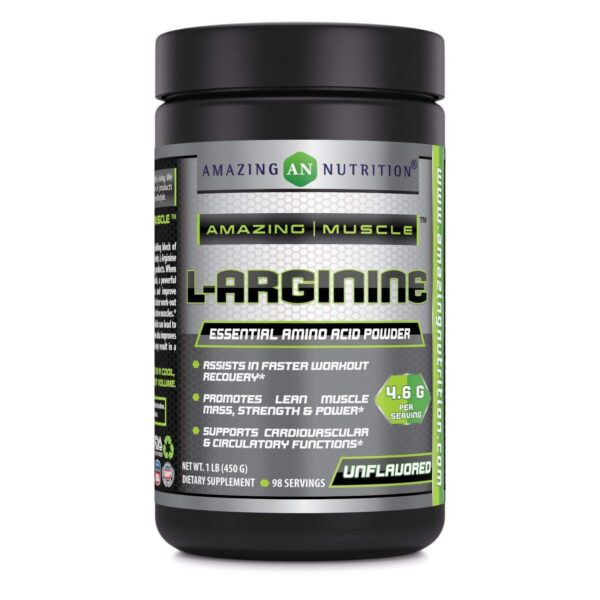 Frente del envase Amazing Muscle L-Arginine Powder