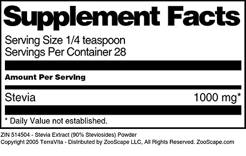 Frontal del envase extracto stevia polvo 1 oz TerraVita
